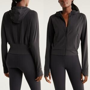 NWOT Zella Cropped Zippered Hooded Jacket *Flawed